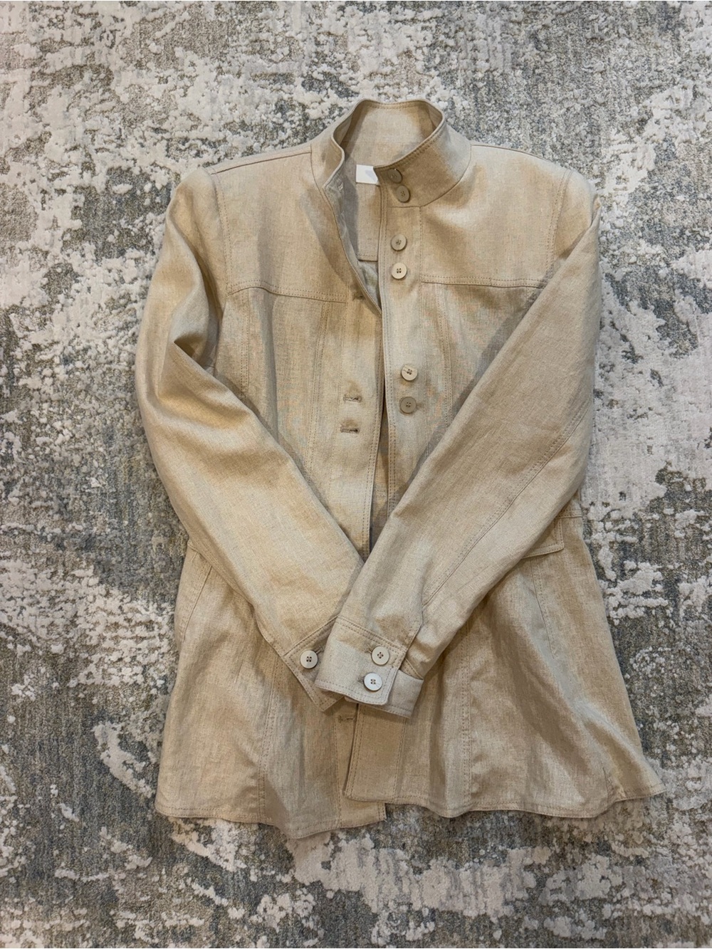 Zara Women's Beige Stand-Collar linen jacket